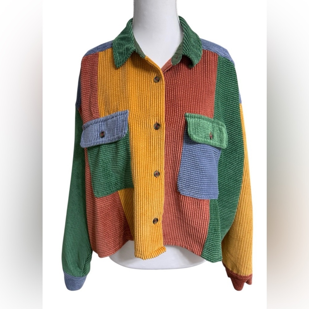 BDG Y2K COLORBLOCK CORDUROY JACKET SIZE M CROPPED PATCHWORK STREETWEAR RETRO - Picture 3 of 12